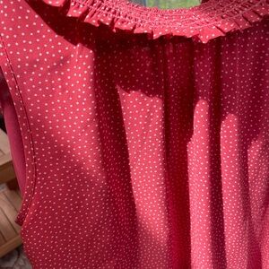 LOFT Red Sleeveless Top with White Dots
